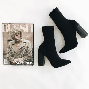 Black Heeled Sock Booties Size 8